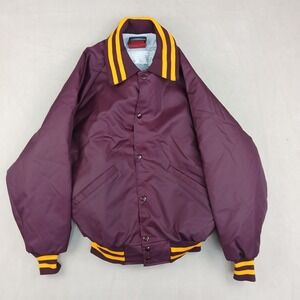 Vintage‎ Delong Medium Mens Varsity Jacket Satin Maroon 22x26